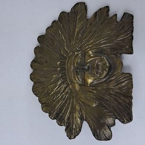Vintage 70's  Sitting Bull Chief Headdress Brass 4010 western belt buckle